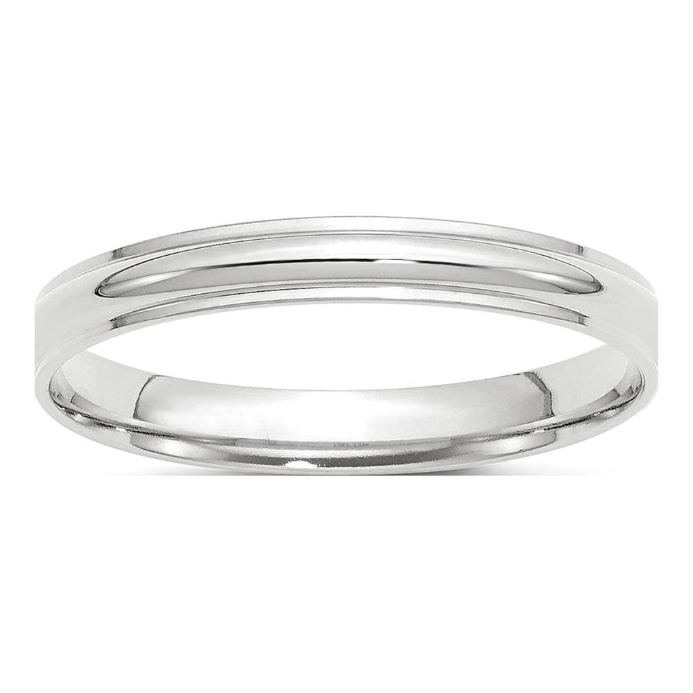 10K White Gold 3mm Half Round Wedding Band