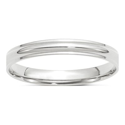10K White Gold 3mm Half Round Wedding Band