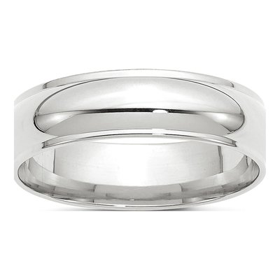10K White Gold 6mm Half Round Wedding Band