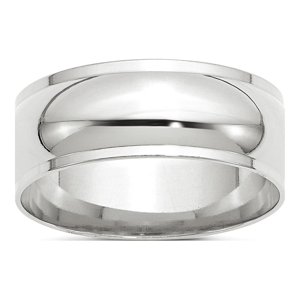 10K White Gold 8mm Half Round Wedding Band
