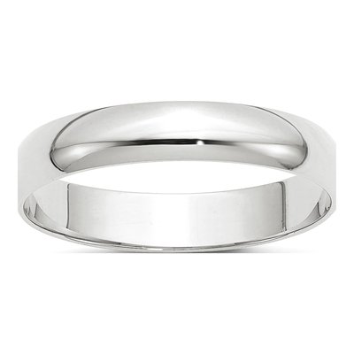 10K White Gold 4mm Half Round Wedding Band