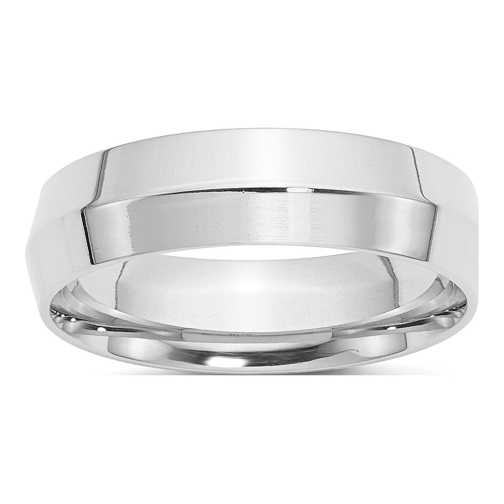 10K White Gold 6mm Knife Edge Comfort-Fit Wedding Band