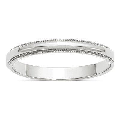 10K White Gold 3mm Milgrain Wedding Band