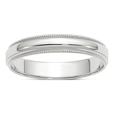 10K White Gold 4mm Milgrain Wedding Band