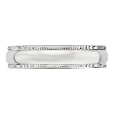 10K White Gold 5mm Milgrain Wedding Band – view 5