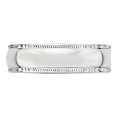 10K White Gold 6mm Milgrain Wedding Band – view 4