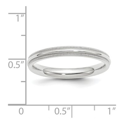 10K White Gold 3mm Milgrain Comfort-Fit Wedding Band – view 2