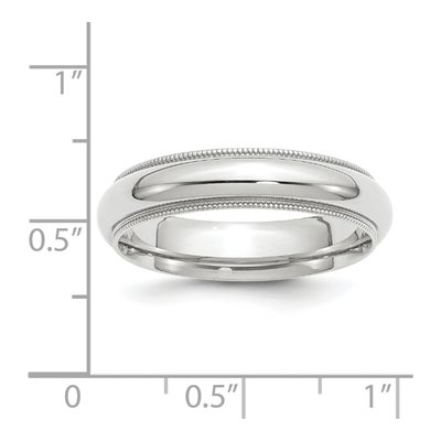 10K White Gold 5mm Milgrain Comfort-Fit Wedding Band – view 3