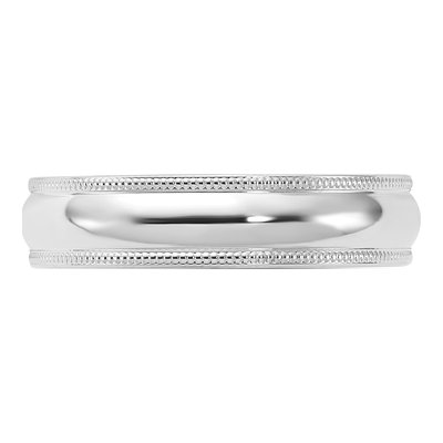 10K White Gold 5mm Milgrain Comfort-Fit Wedding Band – view 5
