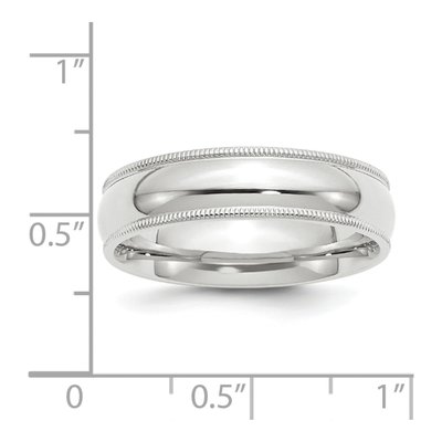 10K White Gold 6mm Milgrain Comfort-Fit Wedding Band – view 2