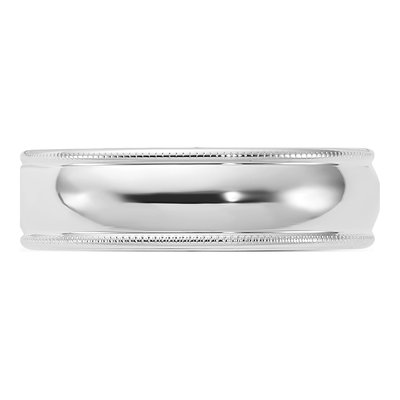 10K White Gold 6mm Milgrain Comfort-Fit Wedding Band – view 4