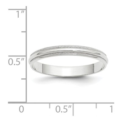 10K White Gold 3mm Milgrain Wedding Band – view 4
