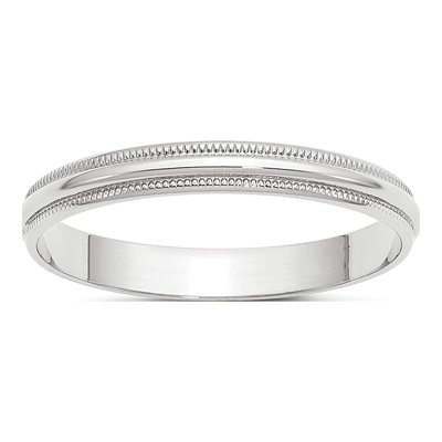 10K White Gold 3mm Milgrain Wedding Band
