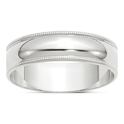 10K White Gold 6mm Milgrain Wedding Band