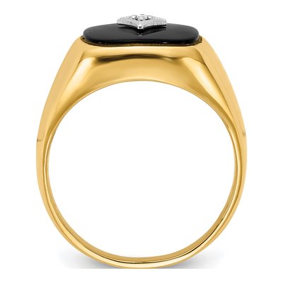 Men's 10K Yellow Gold Onyx & Diamond Ring – view 3