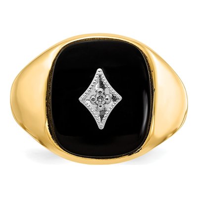 Men's 10K Yellow Gold Onyx & Diamond Ring – view 5