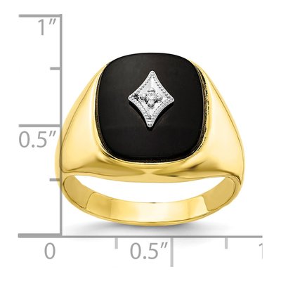 Men's 10K Yellow Gold Onyx & Diamond Ring – view 6