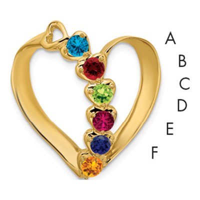 10K Yellow Gold Diamond Family Heart Slide Pendant – view 3