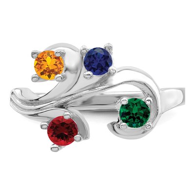 10K White Gold 4-Stone Mothers Ring Mounting – view 4