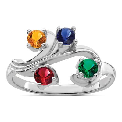 10K White Gold 4-Stone Mothers Ring Mounting