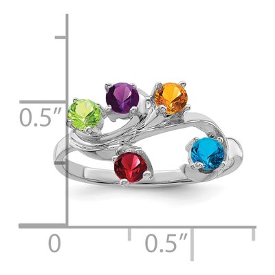 10K White Gold 5-Stone Mother's Ring Mounting – view 2