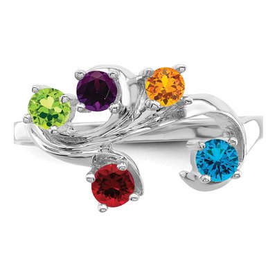 10K White Gold 5-Stone Mother's Ring Mounting – view 5