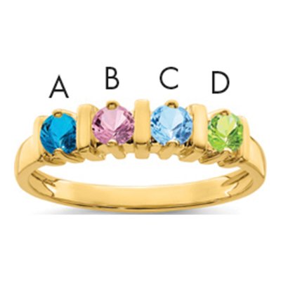 10K Yellow Gold 4-Stone Mothers Ring Mounting – view 4