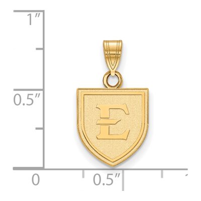 East Tennessee State University 10K Yellow Gold Small Letter E Pendant – view 3
