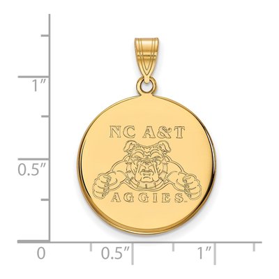 North Carolina A&T State University 10K Yellow Gold NC A&t Aggies Large Disc Pendant – view 2