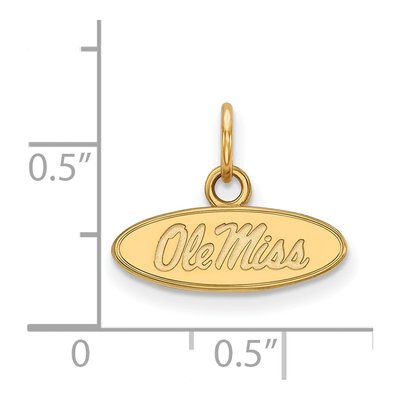 University of Mississippi 10K Yellow Gold Ole Miss Extra Small Oval Pendant – view 2