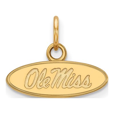 University of Mississippi 10K Yellow Gold Ole Miss Extra Small Oval Pendant