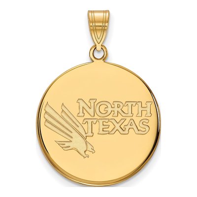 University of North Texas 10K Yellow Gold UNT Mean Green Large Disc Pendant