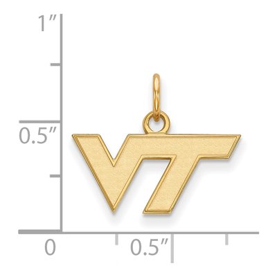 Virginia Tech 10K Yellow Gold V-T Extra Small Pendant – view 2