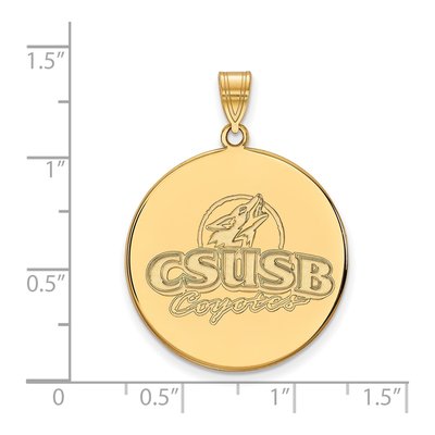California State University San Bernardino 10K Yellow Gold Coyotes Extra Large Disc Pendant – view 2