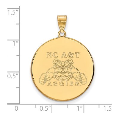 North Carolina A&T State University 10K Yellow Gold Aggies Extra Large Disc Pendant – view 2