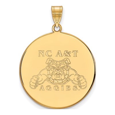 North Carolina A&T State University 10K Yellow Gold Aggies Extra Large Disc Pendant