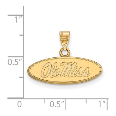 University of Mississippi 10K Yellow Gold Ole Miss Small Oval Pendant – view 2