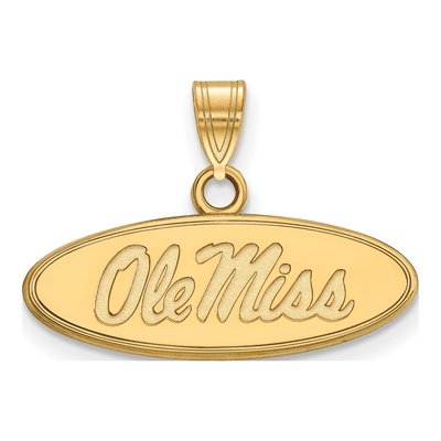 University of Mississippi 10K Yellow Gold Ole Miss Small Oval Pendant