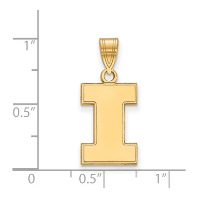 University of Illinois 10K Yellow Gold Medium Letter I Pendant – view 2