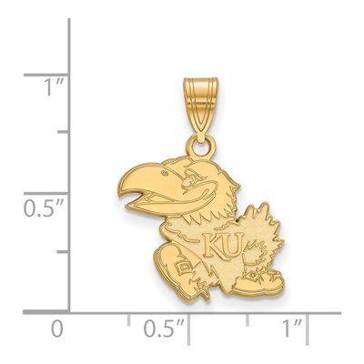 University of Kansas 10K Yellow Gold Medium Jayhawk Pendant – view 2