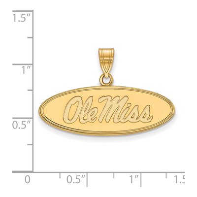 University of Mississippi 10K Yellow Gold Medium Ole Miss Oval Pendant – view 2