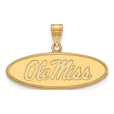 University of Mississippi 10K Yellow Gold Medium Ole Miss Oval Pendant