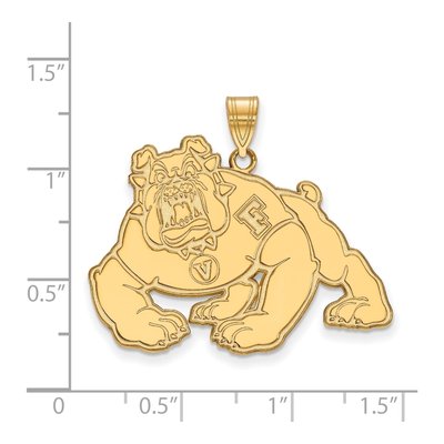 California State University Fresno 10K Yellow Gold Bulldogs Extra Large Pendant – view 2