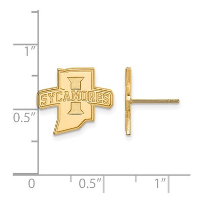Indiana State University 10K Yellow Gold Sycamores Stud Earrings – view 2