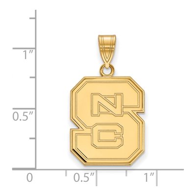 North Carolina State University 10K Yellow Gold Large NC Wolfpack N-C-S Pendant – view 2