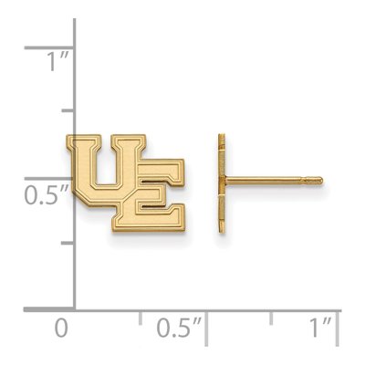 University of Evansville 10K Yellow Gold Purple Aces Small Stud Earrings – view 2
