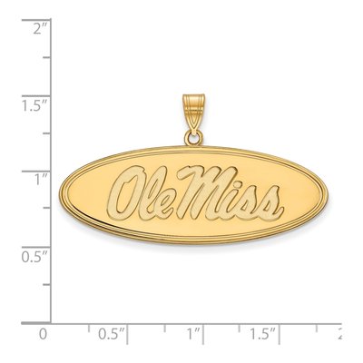 University of Mississippi 10K Yellow Gold Ole Miss Large Oval Pendant – view 2