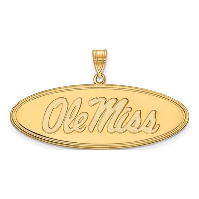 University of Mississippi 10K Yellow Gold Ole Miss Large Oval Pendant