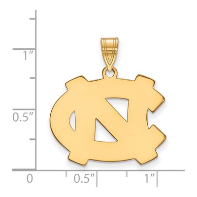 University of North Carolina 10K Yellow Gold Large UNC Tar Heels N-C Pendant – view 2