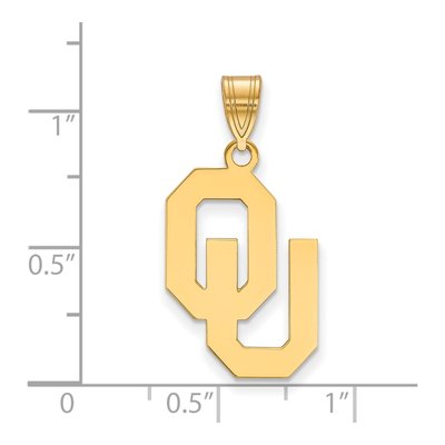 University of Oklahoma 10K Yellow Gold Large Sooners O-U Pendant – view 2